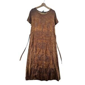 Bila Brown Embroidered Boho Dress Women’s Medium